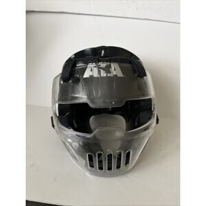 ATA Black Sparring Martial Arts Soft Helmet Facemask Black Unisex Size Medium
